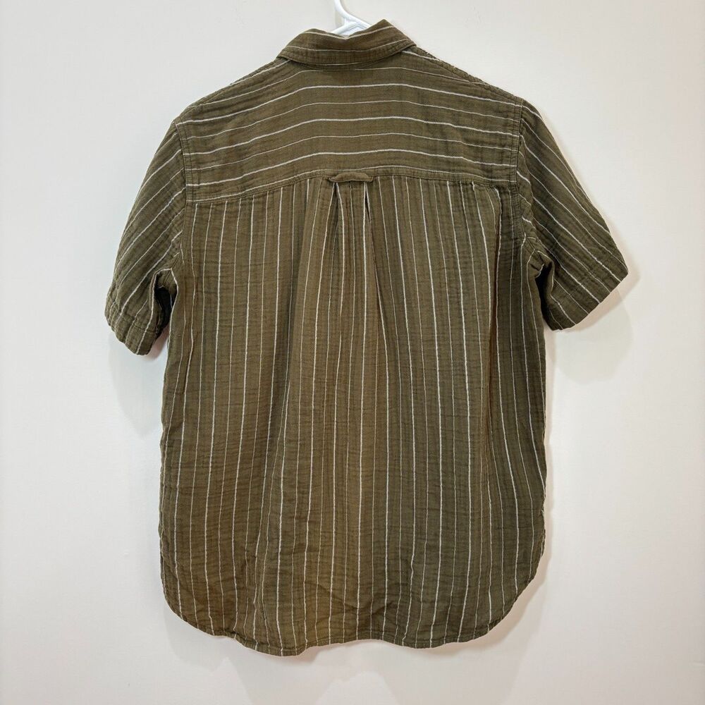 Madewell Olive Green Pinstripe Button-Up Shirt - Picture 3 of 9